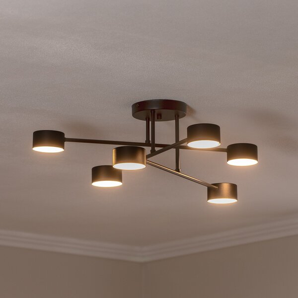 EMIBIG LIGHTING Plafonieră Modus 6, oțel, 6 becuri, GX53, negru, reglabil, Negru, Camera de zi / sufragerie, Metal, Modern