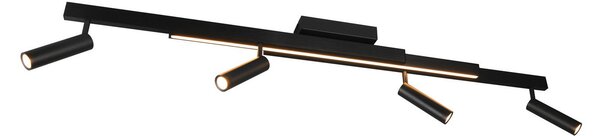 Trio Lighting Spot de plafon Zeno LED, 4 spoturi, negru mat, metal, reglabil, Negru, Camera de zi / sufragerie, Metal, Modern