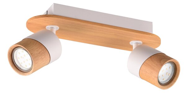 Trio Lighting Aruni plafonieră din lemn, 2 becuri alb, reglabil, Lemn, Camera de zi / sufragerie, Lemn, Modern, Plafon semicircular cu spațiere