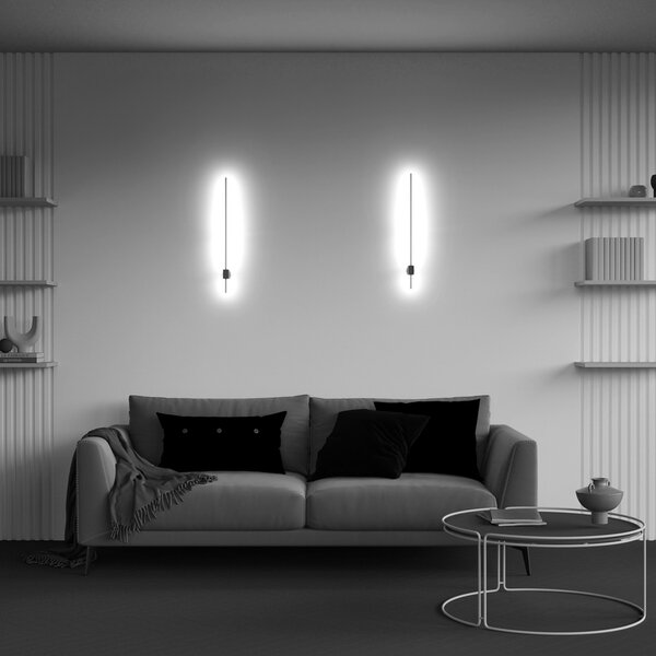 Maytoni Aplică de perete cu LED Pars, 62,3 cm, negru/galben, aluminiu, Negru, Camera de zi / sufragerie, Aluminiu, Modern