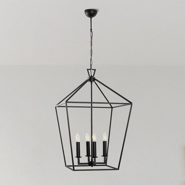 Opviq Candelabru Till 13251, negru, metal, 4 becuri, reglabil, Negru, Camera de zi / sufragerie, Metal