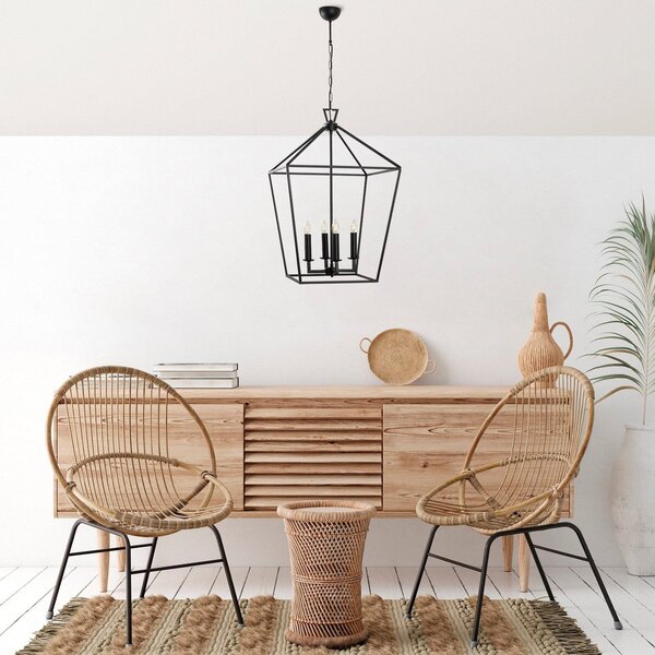 Opviq Candelabru Till 13251, negru, metal, 4 becuri, reglabil, Negru, Camera de zi / sufragerie, Metal