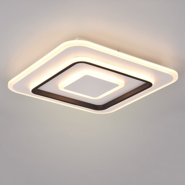 Reality Leuchten Plafonieră cu LED Jora angular, 39,5 x cm, reglabil, Alb, Camera de zi / sufragerie, Plastic, Modern