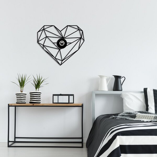 Opviq Aplică de perete W-046, negru, design inimă, lemn MDF tăiat cu laser, Negru, Camera de zi / sufragerie, Lemn, Modern