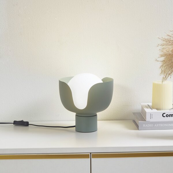 Lampă de masă Lindby, Fiora, Verde, Camera de zi, Metal, Modern