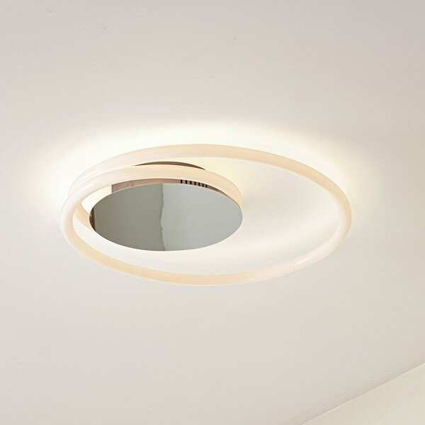 Lucande plafonieră LED Valenora, crom/alb, PC, Ø 44 cm, reglabil, Alb, Camera de zi / sufragerie, Plastic, Modern