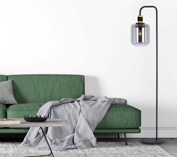 Nowa Lampadar Ando abajur din sticlă, Negru, Camera de zi / sufragerie, Metal