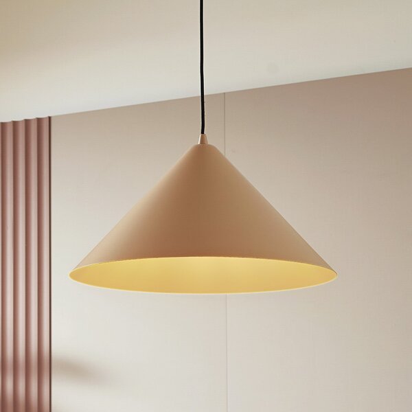 Lindby Lampă suspendată Clarine, bej, Ø 50 cm, metal, reglabil, Bej, Camera de zi / sufragerie, Metal, Modern