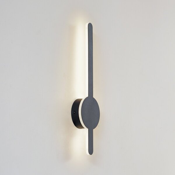 Lindby Aplică de perete LED Borian, negru, aluminiu, 40 cm, Negru, Camera de zi / sufragerie, Plastic, Modern