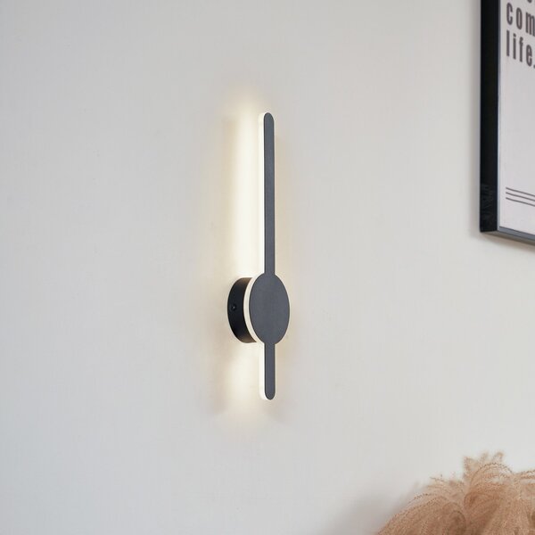 Lindby Aplică de perete LED Borian, negru, aluminiu, 40 cm, Negru, Camera de zi / sufragerie, Plastic, Modern