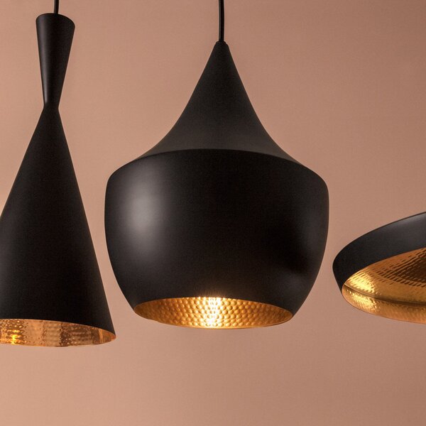 Tom Dixon Beat Fat lampă pendul LED, negru, reglabil, Negru, Camera de zi / sufragerie, Metal, Design