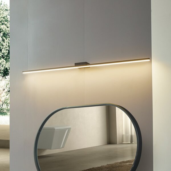 Lucande LED lampă oglindă Kivana, negru, metal, 120cm IP44, Negru, Baie, Aluminiu, Modern