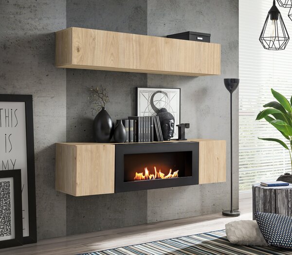 Mobilier living Ferryhill HJ FY N1 (Stejar jackson hickory) (cu bioșemineu). 1124179