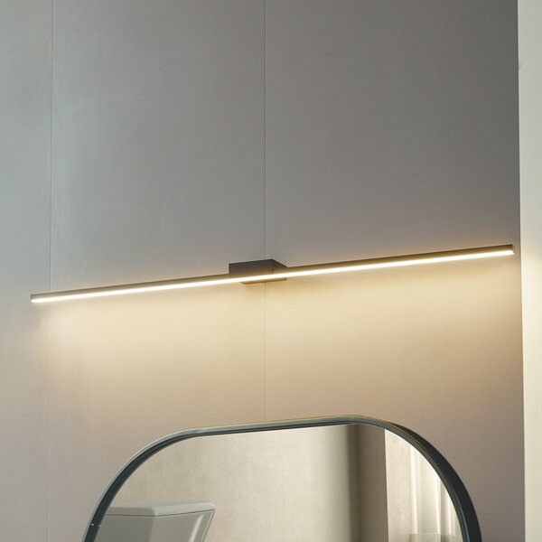 Lucande LED lampă oglindă Kivana, negru, metal, 120cm IP44, Negru, Baie, Aluminiu, Modern