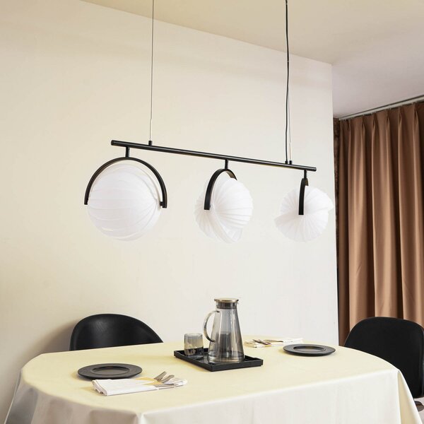 Lucande lampă suspendată Helva, alb, 3 becuri, 108 cm, rotativă, reglabil, Alb, Camera de zi / sufragerie, Plastic, Scandinavă