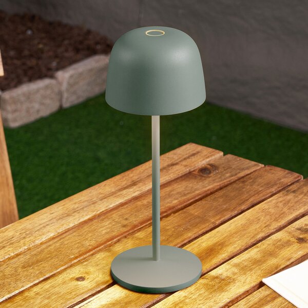 Lindby LED-Lampa de masă cu baterie Arietty, verde, dimabilă, IP65, reglabil, Verde, Camera de zi / sufragerie, Aluminiu, Modern