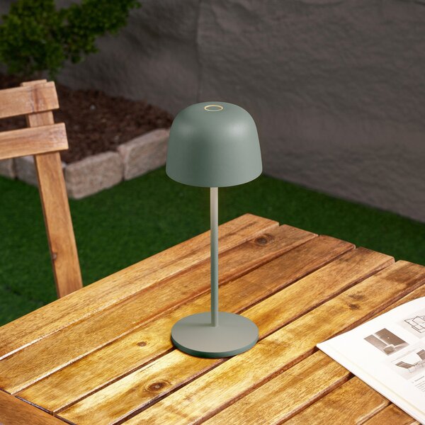 Lindby LED-Lampa de masă cu baterie Arietty, verde, dimabilă, IP65, reglabil, Verde, Camera de zi / sufragerie, Aluminiu, Modern