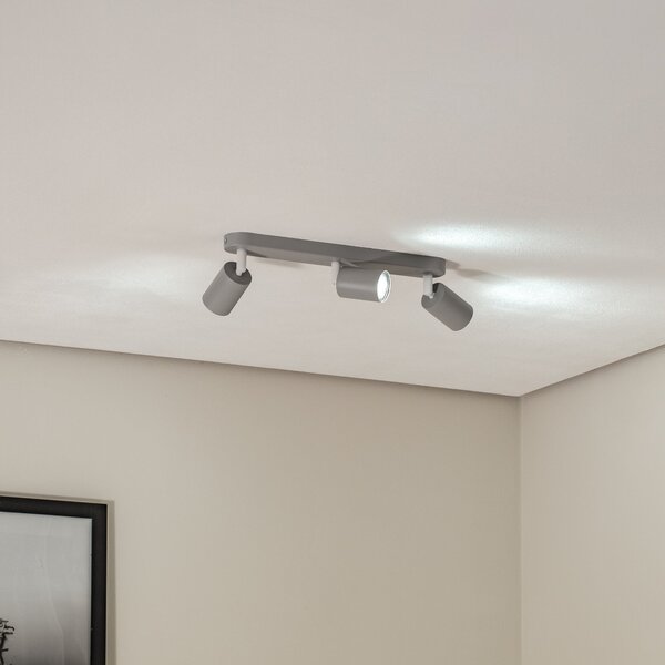 TK Lighting Spot de tavan Livia, gri, 52 cm, 3 becuri, metal, GU10, reglabil, Gri, Camera copiilor, Metal