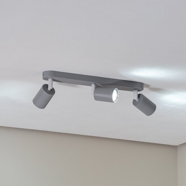 TK Lighting Spot de tavan Livia, gri, 52 cm, 3 becuri, metal, GU10, reglabil, Gri, Camera copiilor, Metal