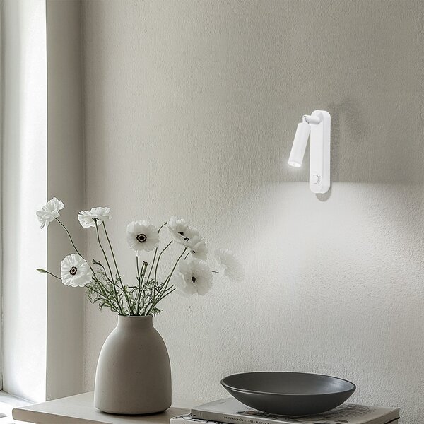 TK Lighting Aplică de perete Enzo Long, alb, metal, 22 cm, reglabilă, G9, Alb, Camera de zi / sufragerie, Metal, Modern