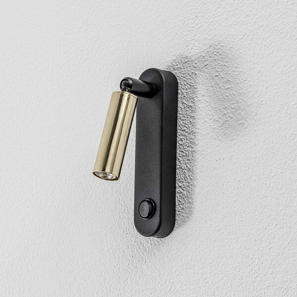 TK Lighting Aplică de perete Enzo Long, negru-auriu, 22 cm, reglabilă, G9, Auriu / Alamă, Camera de zi / sufragerie, Metal, Modern