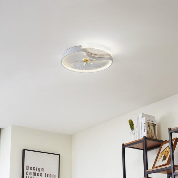 Lindby plafonieră LED Kosmo, 40 cm, alb, metal, lună, Alb, Camera de zi / sufragerie, Plastic, Viața tânără