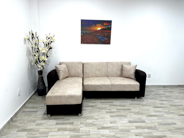 Coltar Rano, culoare crem / maro, 210 x 103 x 85 cm, montaj stanga / dreapta