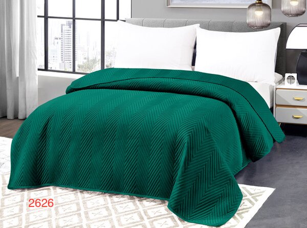 Cuvertură de pat din catifea verde cu model ARROW VELVET Dimensiune: 200 x 220 cm