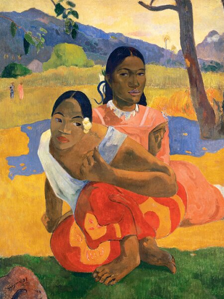Artă imprimată Two Tahitian Women, When will you marry (Vintage Female Portrait) - Paul Gauguin, (30 x 40 cm)