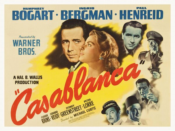 Reproducere Casablanca (Vintage Cinema / Retro Theatre Poster), (40 x 30 cm)