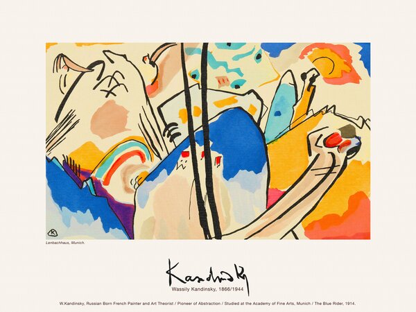 Artă imprimată The Blue Rider (Vintage Cat Abstract) - Wassily Kandinsky, (40 x 30 cm)
