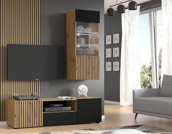 Mobilier living Aurella și (Negru + Stejar artisan). 1124878