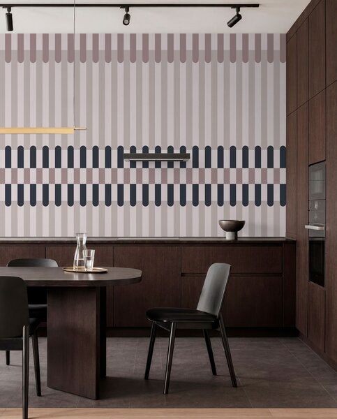 Tapet Model în dungi în nuanțe de crem și albastru închis, Fototapet Geometrie, w05150v2 : Uwalls.ro