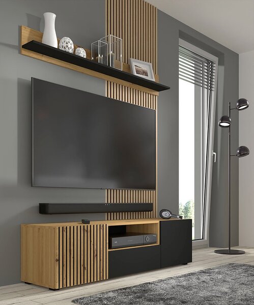 Mobilier living Aurella și (Negru + Stejar artisan). 1124878