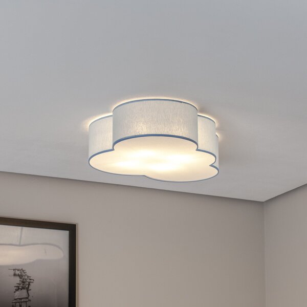 TK Lighting Plafonieră Cloud, albastru, 63 cm lungime, textil, nor, E27, reglabil, Albastru, Camera copiilor, Țesătură / Textil, Viața tânără
