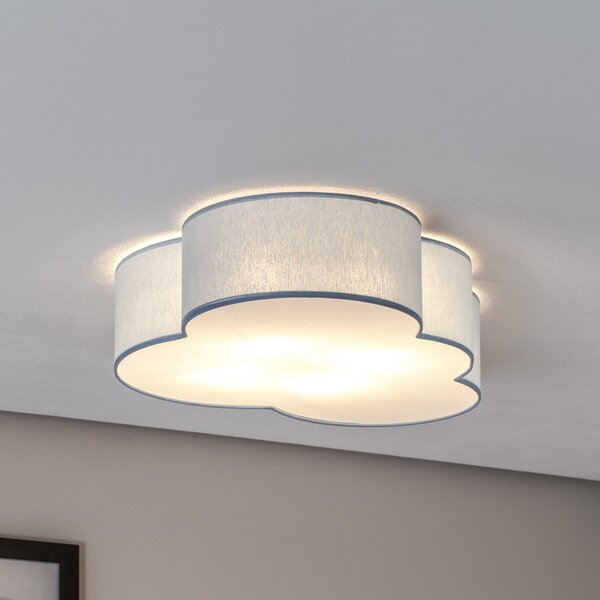 TK Lighting Plafonieră Cloud, albastru, 63 cm lungime, textil, nor, E27, reglabil, Albastru, Camera copiilor, Țesătură / Textil, Viața tânără