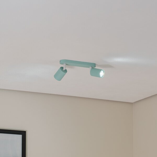 TK Lighting Spot de tavan Livia, verde mentă, 35 cm, 2 becuri, metal, GU10, reglabil, Verde, Camera copiilor, Metal