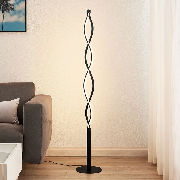 Lindby Lampadar LED Welina, negru, 150 cm, dimabil, reglabil, Negru, Camera de zi / sufragerie, Metal, Modern