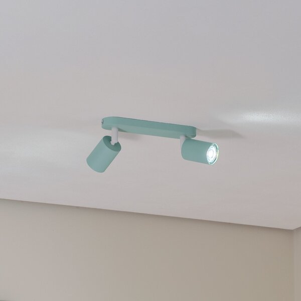 TK Lighting Spot de tavan Livia, verde mentă, 35 cm, 2 becuri, metal, GU10, reglabil, Verde, Camera copiilor, Metal