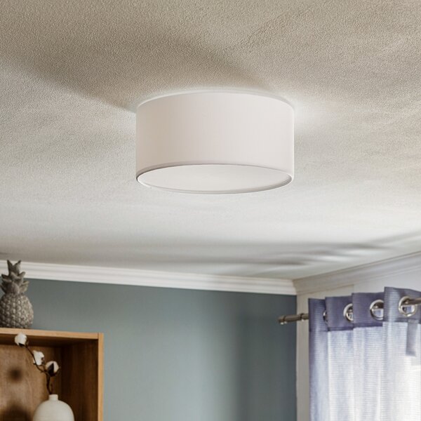 TK Lighting Plafonieră Rondo, albă, Ø 30 cm, reglabil, Alb, dormitor, Țesătură / Textil, Modern
