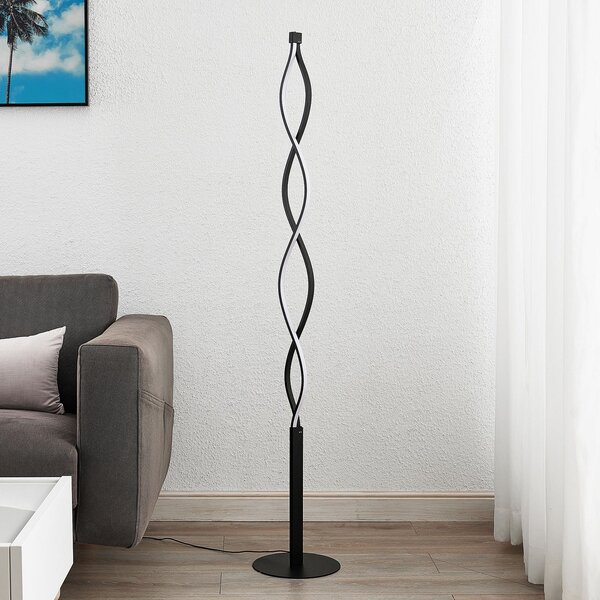 Lindby Lampadar LED Welina, negru, 150 cm, dimabil, reglabil, Negru, Camera de zi / sufragerie, Metal, Modern