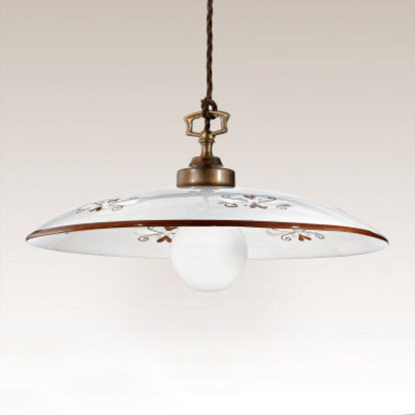 Cremasco Bassano lampă suspendată, 1 sursă, detalii maro, reglabil, Maro / Rugină, Hol, Ceramică, Casă de țară / Rustic