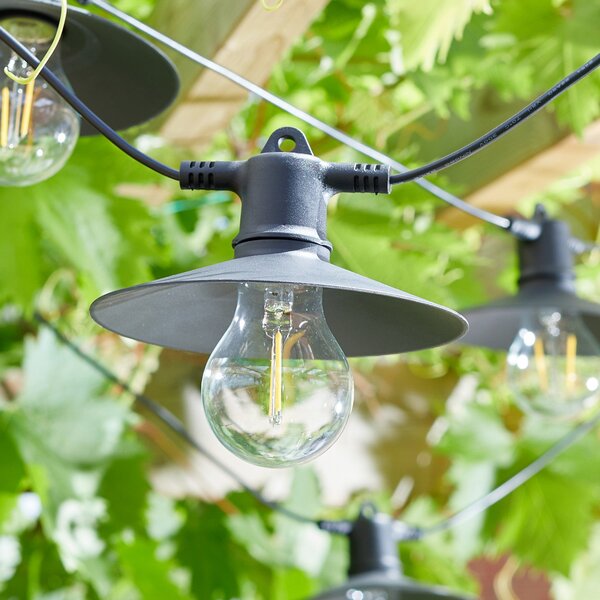 SMART GARDEN Ghirlandă luminoasă solară LED Vivo 365, 8 becuri IP44, Negru, Plastic, Vintage