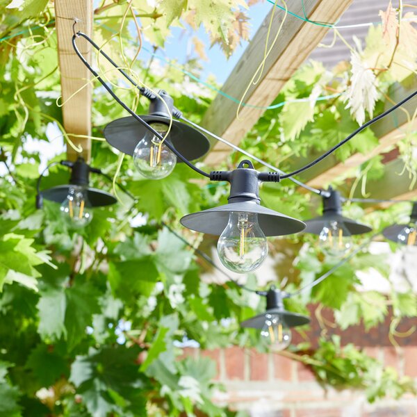 SMART GARDEN Ghirlandă luminoasă solară LED Vivo 365, 8 becuri IP44, Negru, Plastic, Vintage