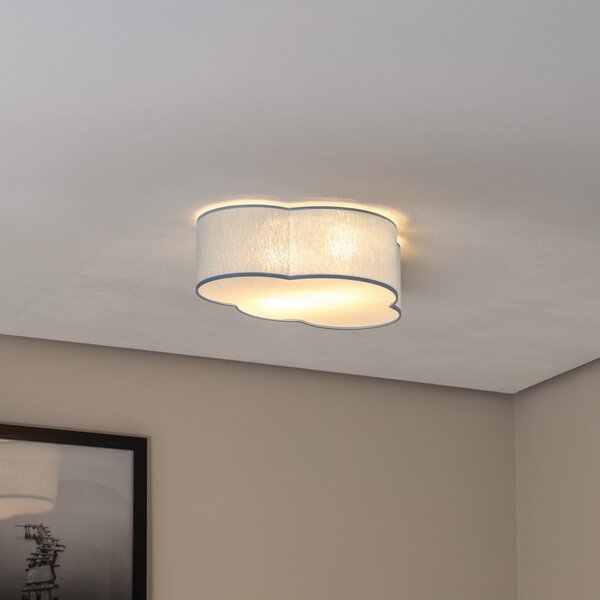 TK Lighting Plafonieră Cloud, albastru, 43 cm lungime, textil, nor, E27, reglabil, Albastru, Camera copiilor, Țesătură / Textil, Viața tânără