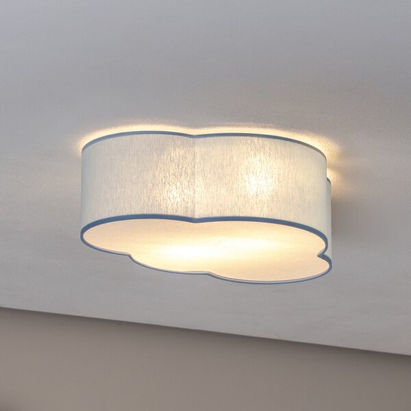 TK Lighting Plafonieră Cloud, albastru, 43 cm lungime, textil, nor, E27, reglabil, Albastru, Camera copiilor, Țesătură / Textil, Viața tânără