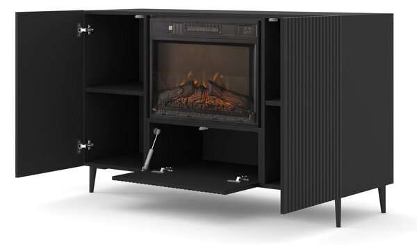 Comodă cu bioșemineu electric 2D1K Rowanna (Negru). 1124992