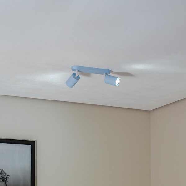 TK Lighting Spot de tavan Livia, albastru deschis, 35 cm, 2 becuri, metal, GU10, reglabil, Albastru, Camera copiilor, Metal