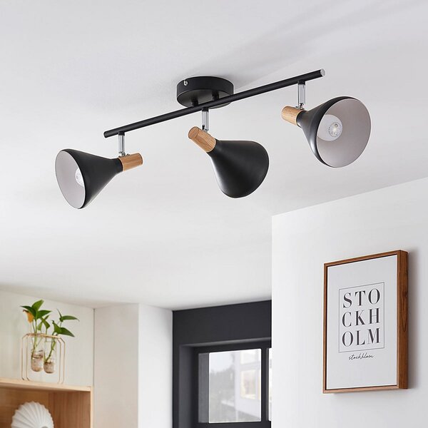 Lindby plafonieră Arina, 53 cm, negru, 3 becuri, E14, reglabil, Negru, dormitor, Metal, Modern