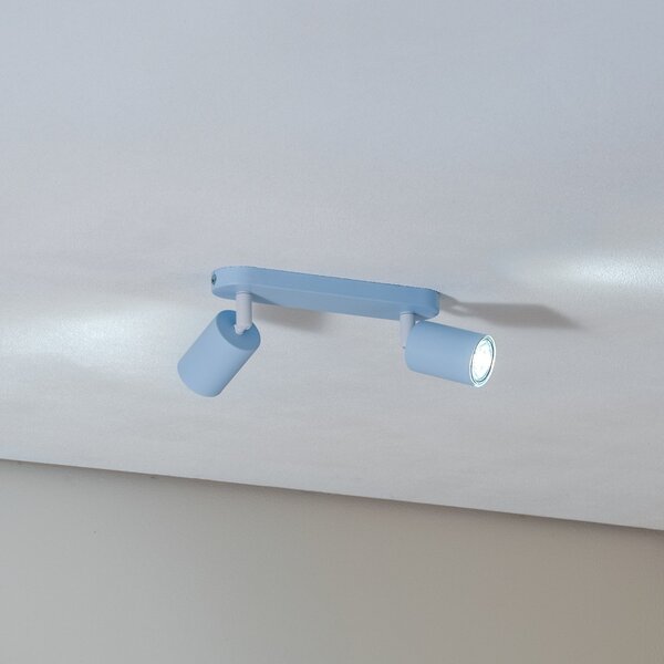 TK Lighting Spot de tavan Livia, albastru deschis, 35 cm, 2 becuri, metal, GU10, reglabil, Albastru, Camera copiilor, Metal